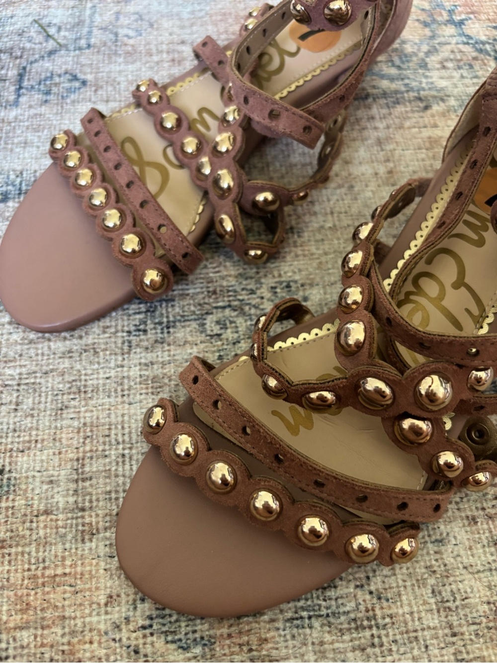 Sam Edelman Mauve Studded Strappy Heels - Picture 5 of 16